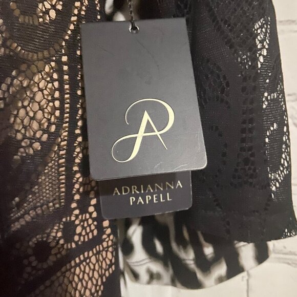 Adrianna Papell Dress Black Lace 3/4 Sleeve Size 4 - Picture 4 of 7